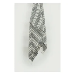 Blankets & Throws-Kirkland's Home Gray And Ivory Striped Cotton Throw Gray/Ivory