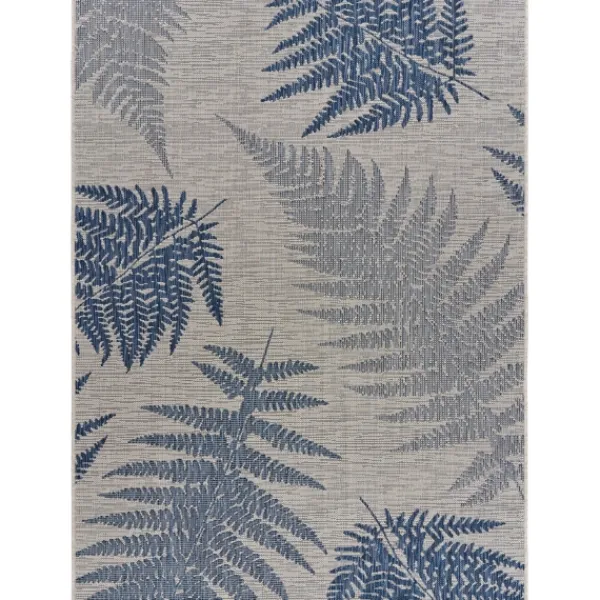 Outdoor Rugs-Kirkland's Home Gray And Navy Falling Ferns Outdoor Area Rug, 5X7 Gray/Blue