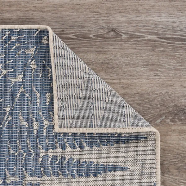Outdoor Rugs-Kirkland's Home Gray And Navy Falling Ferns Outdoor Area Rug, 5X7 Gray/Blue
