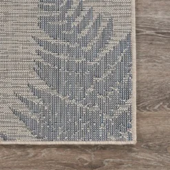 Outdoor Rugs-Kirkland's Home Gray And Navy Falling Ferns Outdoor Area Rug, 5X7 Gray/Blue