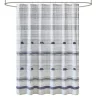 Shower Curtains-Kirkland's Home Gray And Navy Striped Fringe Shower Curtain Gray/Blue