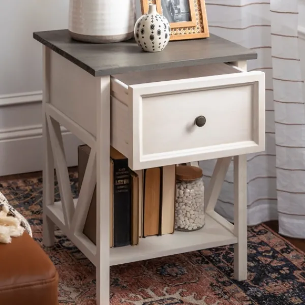 Accent & End Tables-Kirkland's Home Gray And Wash Reclaimed Wood Accent Table White