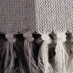 Blankets & Throws-Kirkland's Home Gray And White Buffalo Check Woven Fringe Throw Gray/White