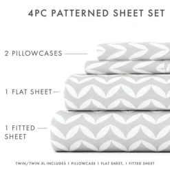 Bed Sheets-Kirkland's Home Gray And White Chevron 3-Pc. Twin Sheet Set Gray/White
