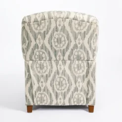 Accent Chairs-Kirkland's Home Gray And White Damask Upholstered Recliner Gray/White