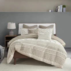 Duvets-Kirkland's Home Gray And White 3-Pc. California King Duvet Set Gray/White