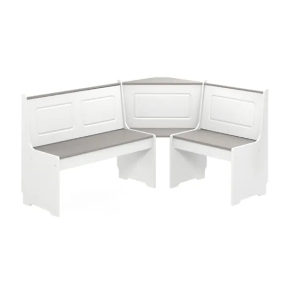 Dining Sets-Kirkland's Home Gray And White 3-Pc. Dining Nook Set