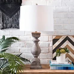 Table Lamps-Kirkland's Home Gray Balustrade Table Lamp White