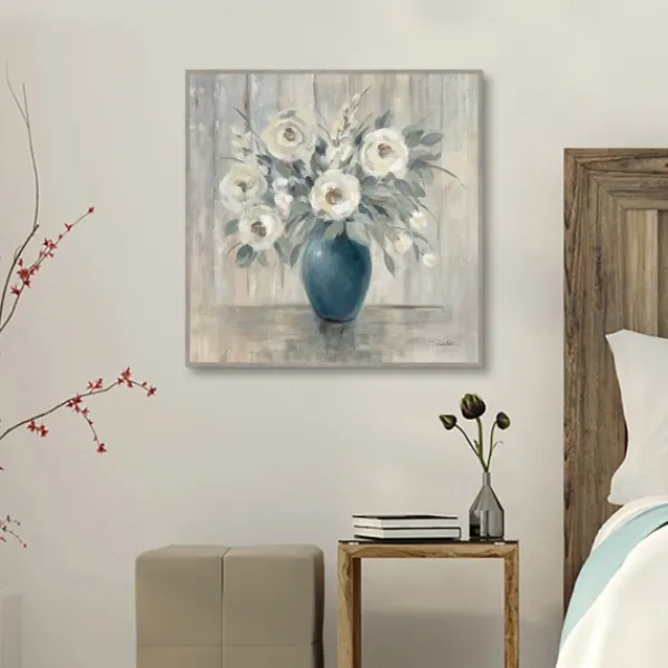 Canvas Art-Kirkland's Home Gray Barn Floral Framed Canvas Art Print Gray/Blue