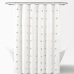 Shower Curtains-Kirkland's Home Gray Boho Tufted Circles Shower Curtain Gray/White