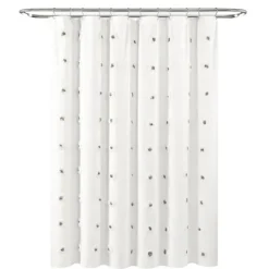 Shower Curtains-Kirkland's Home Gray Boho Tufted Circles Shower Curtain Gray/White