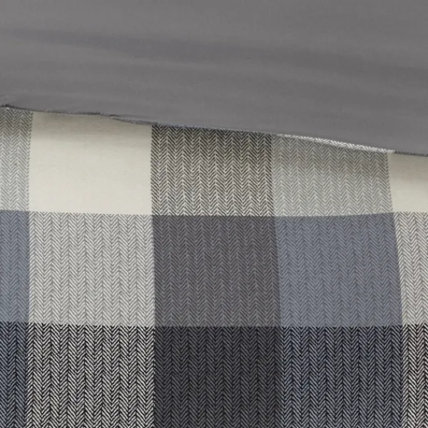 Comforters-Kirkland's Home Gray Buffalo Check King 7-Pc. Comforter Set Gray/White