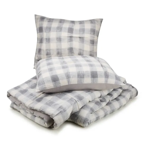 Comforters-Kirkland's Home Gray Buffalo Check 5-Pc. Queen Comforter Set Gray/White