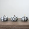 Statues & Figurines-Kirkland's Home Gray Buffalo Check Pumpkins, Set Of 3 Gray/White