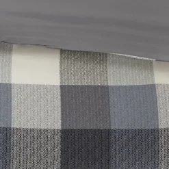 Comforters-Kirkland's Home Gray Buffalo Herringbone Queen 7-Pc. Comforter Set Gray/White/Blue