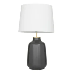 Table Lamps-Kirkland's Home Gray Ceramic Base Gold Accent Table Lamp White