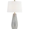 Table Lamps-Kirkland's Home Gray Ceramic 3D Pattern Table Lamp White