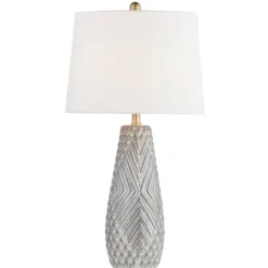 Table Lamps-Kirkland's Home Gray Ceramic 3D Pattern Table Lamp White