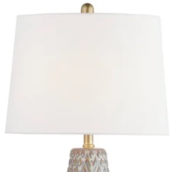 Table Lamps-Kirkland's Home Gray Ceramic 3D Pattern Table Lamp White