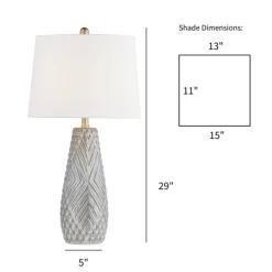 Table Lamps-Kirkland's Home Gray Ceramic 3D Pattern Table Lamp White