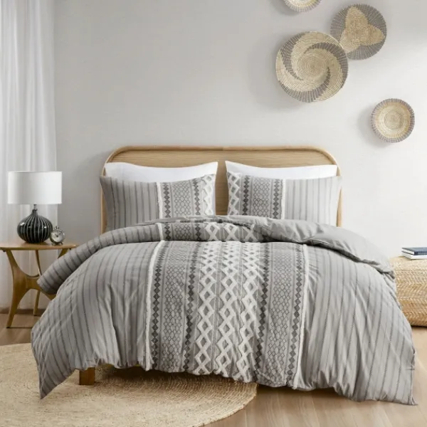 Comforters-Kirkland's Home Gray Chenille Tufted California King Comforter Set Gray/White