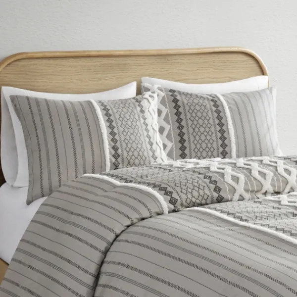 Comforters-Kirkland's Home Gray Chenille Tufted California King Comforter Set Gray/White