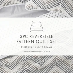 Quilts-Kirkland's Home Gray Chevron Reversible 2-Pc. Twin Quilt Set Gray/White