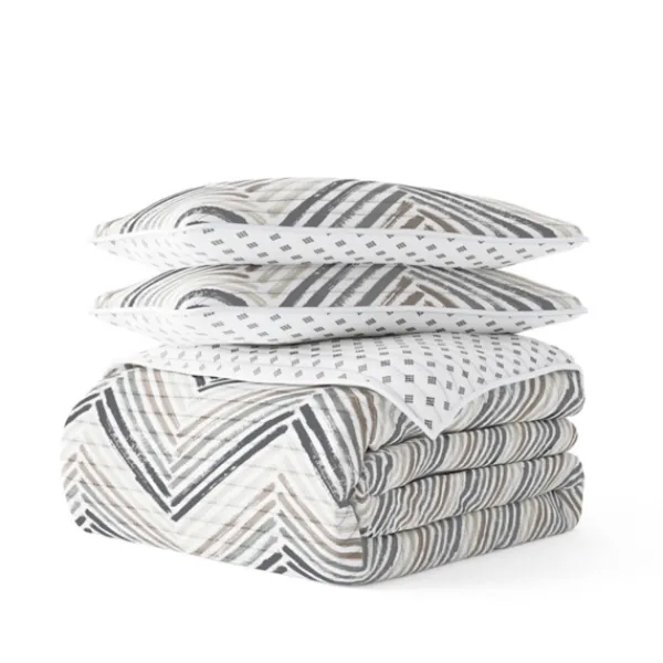 Quilts-Kirkland's Home Gray Chevron Reversible 3-Pc. King Quilt Set Gray/White