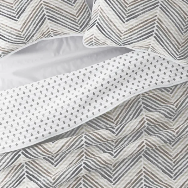 Quilts-Kirkland's Home Gray Chevron Reversible 3-Pc. King Quilt Set Gray/White