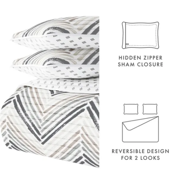 Quilts-Kirkland's Home Gray Chevron Reversible 3-Pc. King Quilt Set Gray/White