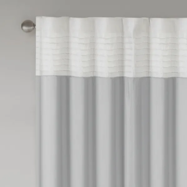 Curtains & Drapes-Kirkland's Home Gray Color Block Striped Curtain Panel, 84 In. Gray/White