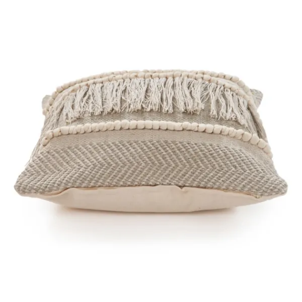 Pillows-Kirkland's Home Gray Comfort Fringe Pillow Gray/Ivory