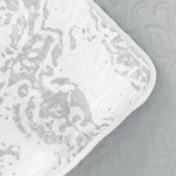 Quilts-Kirkland's Home Gray Damask Reversible 3-Pc. King Quilt Set Gray/White