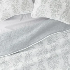 Quilts-Kirkland's Home Gray Damask Reversible 3-Pc. King Quilt Set Gray/White
