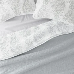 Quilts-Kirkland's Home Gray Damask Reversible 3-Pc. King Quilt Set Gray/White