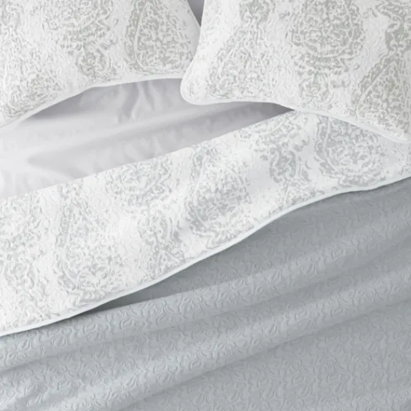 Quilts-Kirkland's Home Gray Damask Reversible 3-Pc. King Quilt Set Gray/White
