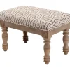 Benches & Ottomans-Kirkland's Home Gray Diamond Upholstered Ottoman Gray/Ivory