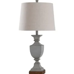 Table Lamps-Kirkland's Home Gray Distressed Square Urn Table Lamp Tan