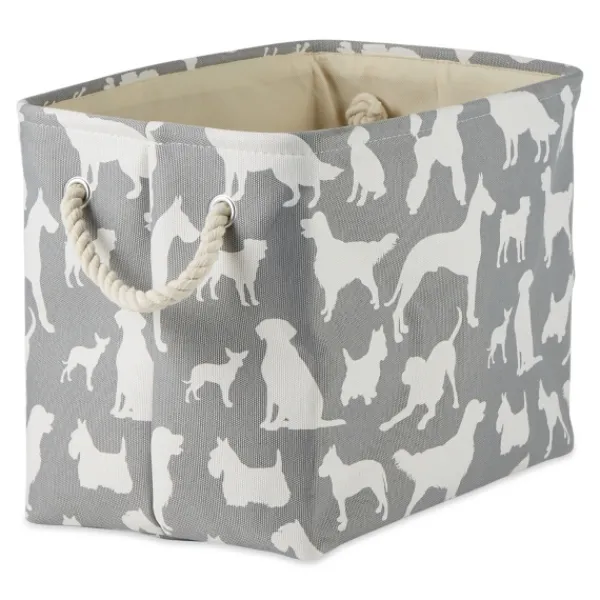 Baskets & Boxes-Kirkland's Home Gray Dog Show Rectangular Storage Bin, 16 In. Gray/White