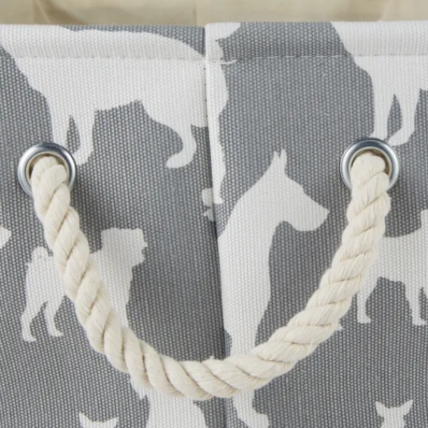 Baskets & Boxes-Kirkland's Home Gray Dog Show Rectangular Storage Bin, 16 In. Gray/White