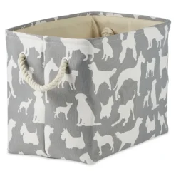 Baskets & Boxes-Kirkland's Home Gray Dog Show Rectangular Storage Bin, 18 In. Gray/White