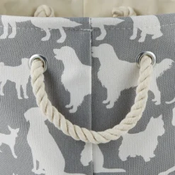 Baskets & Boxes-Kirkland's Home Gray Dog Show Round Storage Bin, 18 In. Gray/White
