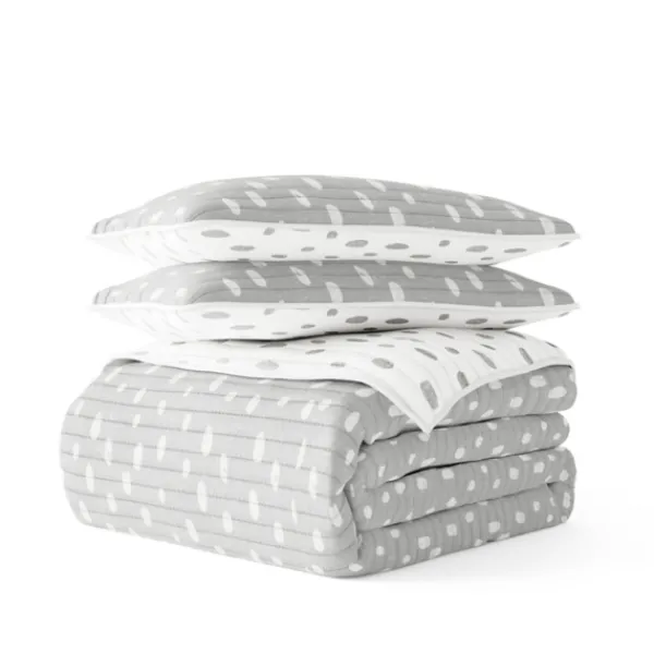 Quilts-Kirkland's Home Gray Dotted Reversible 2-Pc. Twin Quilt Set Gray/White