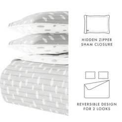 Quilts-Kirkland's Home Gray Dotted Reversible 2-Pc. Twin Quilt Set Gray/White