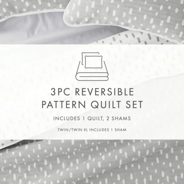 Quilts-Kirkland's Home Gray Dotted Reversible 2-Pc. Twin Quilt Set Gray/White