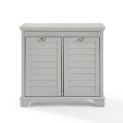 Bathroom Furniture-Kirkland's Home Gray Double Linen Hamper