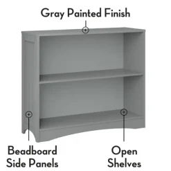 Bookshelves-Kirkland's Home Gray Double Shelf Wooden Bookcase