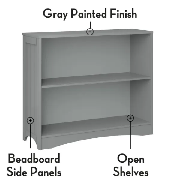 Bookshelves-Kirkland's Home Gray Double Shelf Wooden Bookcase