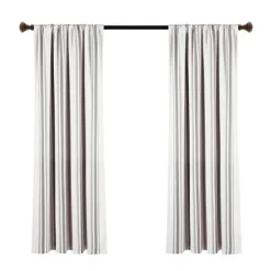 Curtains & Drapes-Kirkland's Home Gray Farmhouse Stripe Curtain Panels, Set Of 2 White/Gray