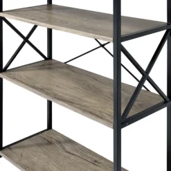 Bookshelves-Kirkland's Home Gray Finish X Frame Open Shelf Bookcase